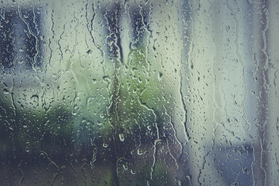 Condensación en la ventana por la humedad en casa en otoño