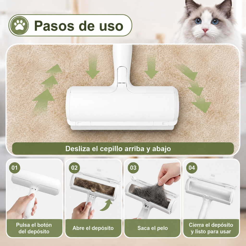 Pasos de uso del quitapelos